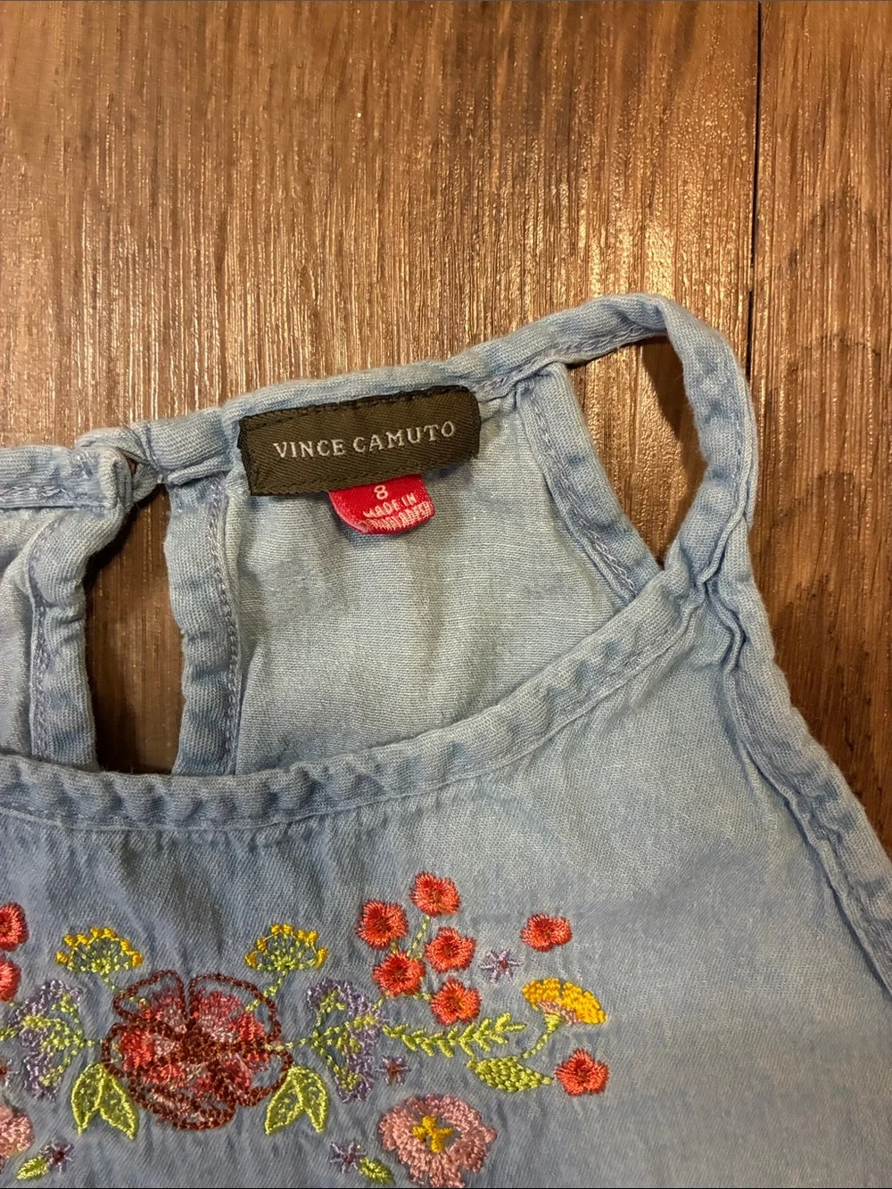 Vince Camuto Kids Embroidered Chambray Halter Top Blue Size 8